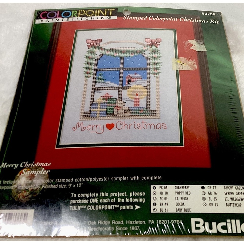 2‎ Vintage Bucilla Colorpoint Paint Stitching Merry Christmas Sampler Kit #63738 - Picture 4 of 7